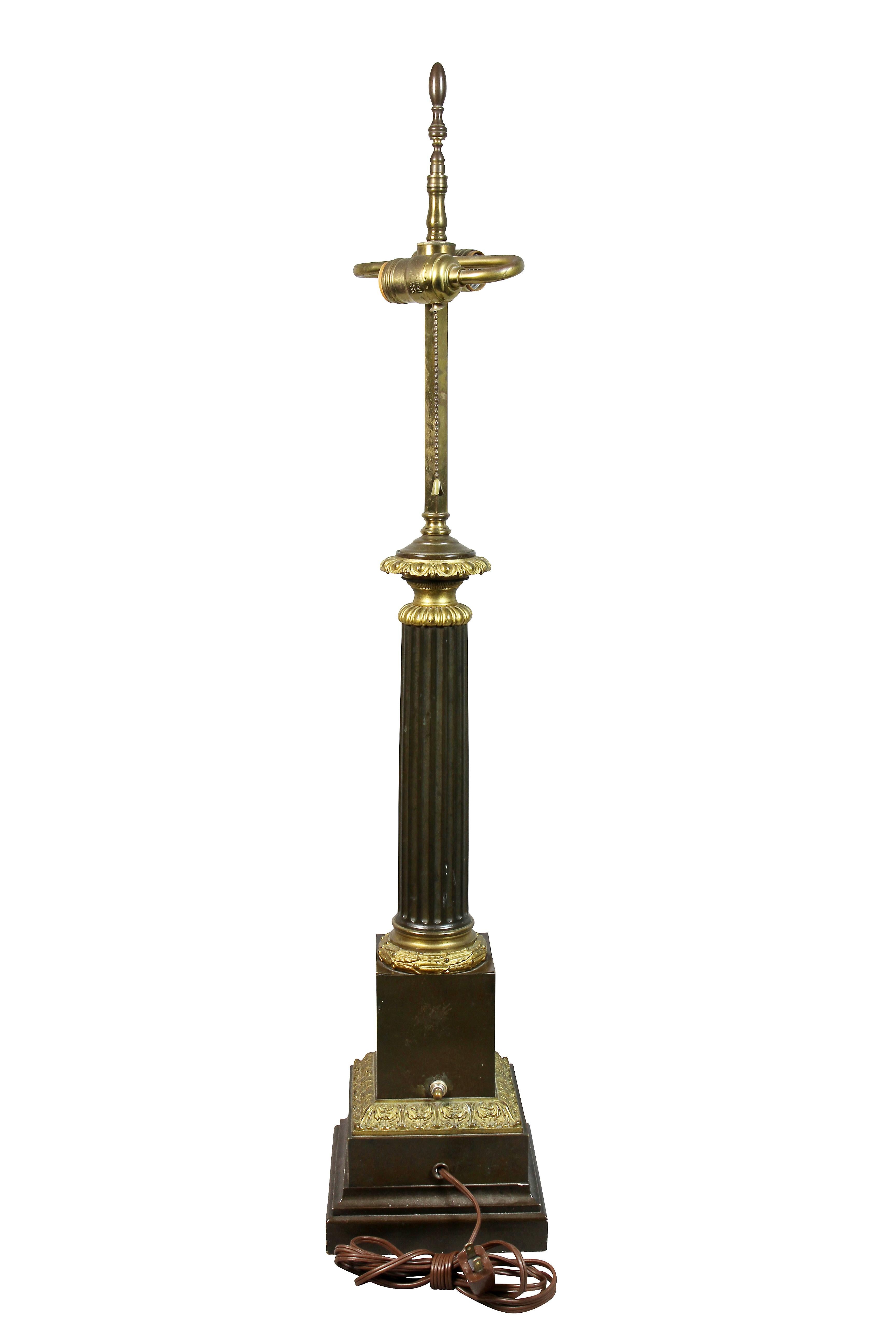 Louis Phillippe Bronze Columnar Table Lamp By Decourt, Paris For Sale 2
