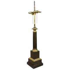 Antique Louis Phillippe Bronze Columnar Table Lamp By Decourt, Paris