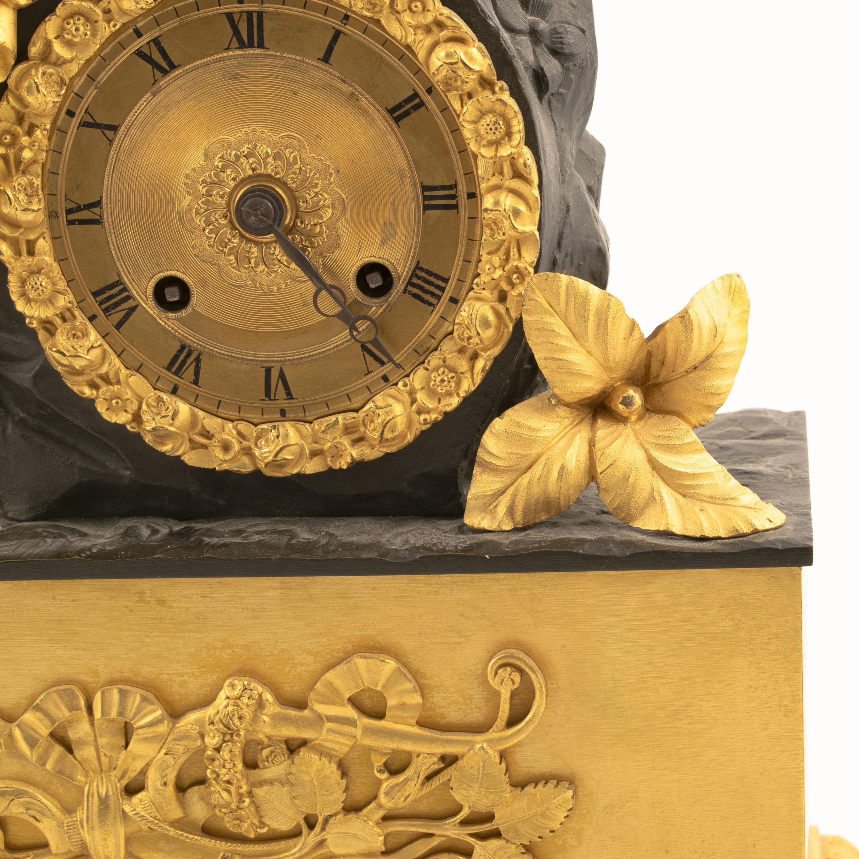 19th Century Louis Phillippe Bronze Clock, France, c 1830-1840 For Sale