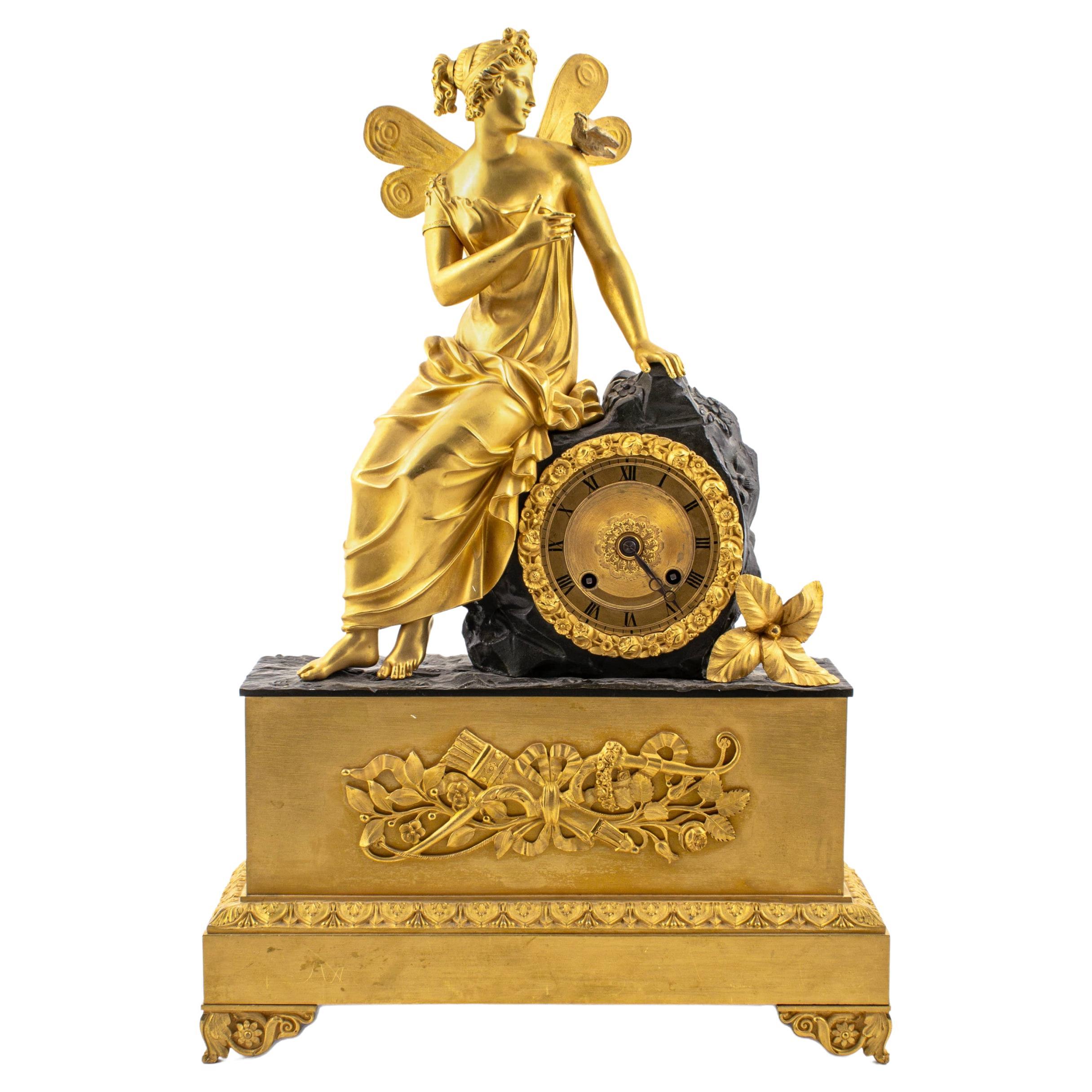 Louis Phillippe Bronze Clock, France, c 1830-1840 For Sale