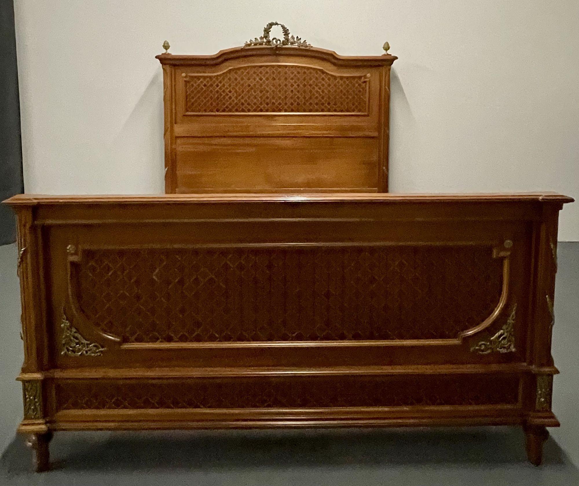 Louis XVI Louis Phillippe Queen Bed Frame and Support Boards, Mercier Freres, Paris For Sale