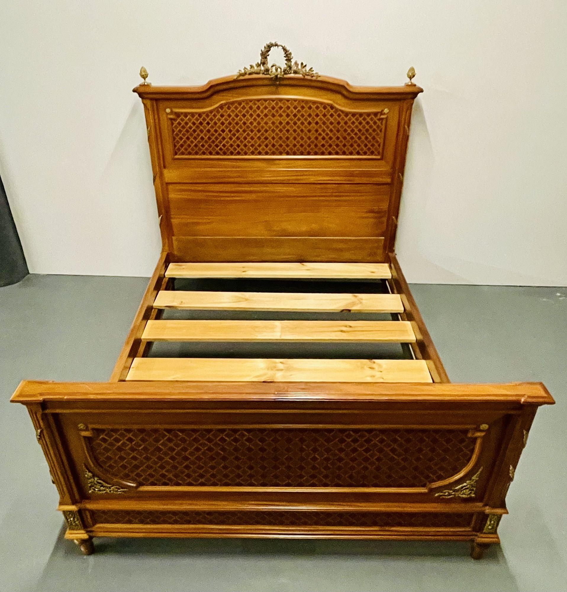 French Louis Phillippe Queen Bed Frame and Support Boards, Mercier Freres, Paris For Sale