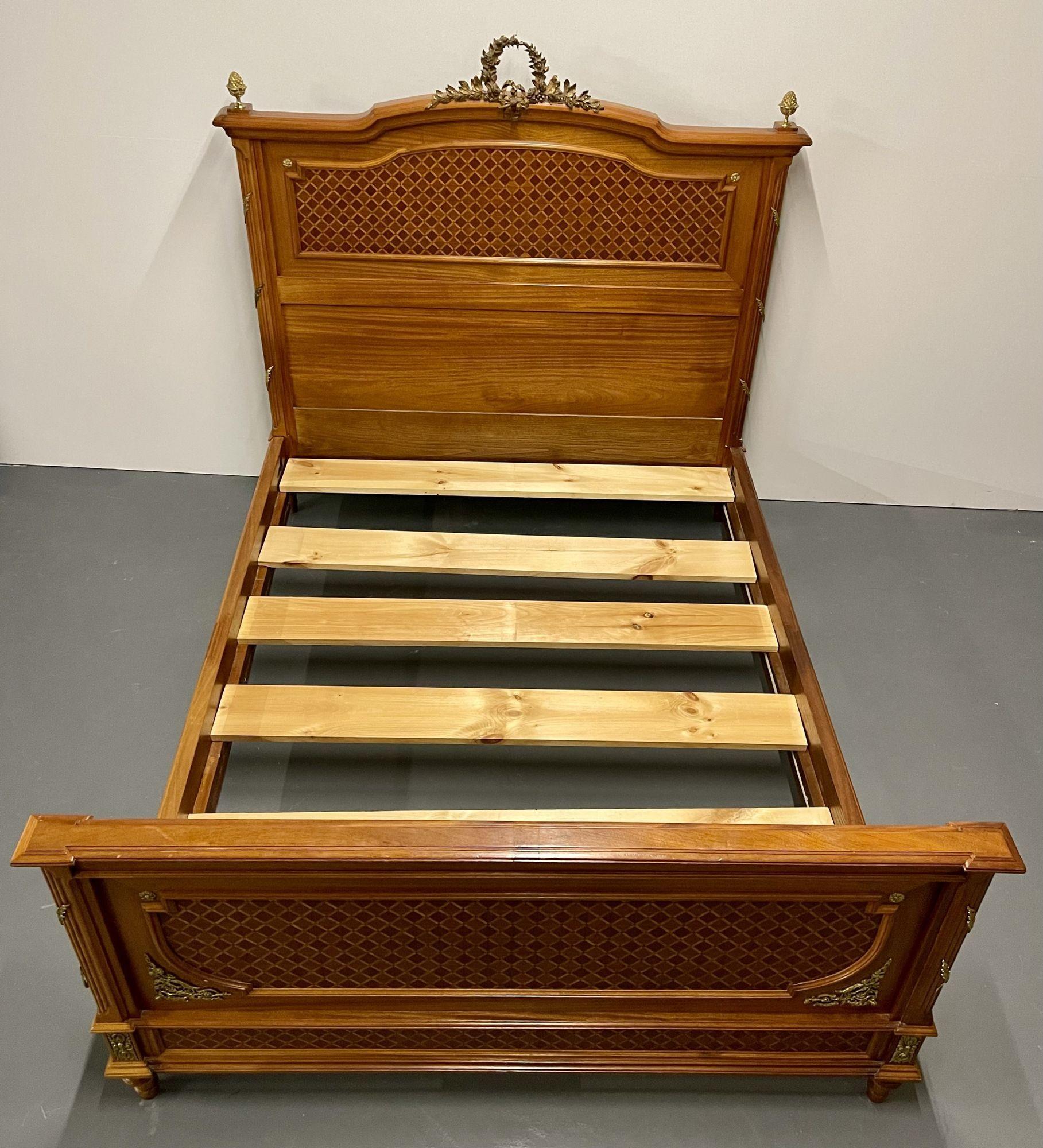 20th Century Louis Phillippe Queen Bed Frame and Support Boards, Mercier Freres, Paris For Sale