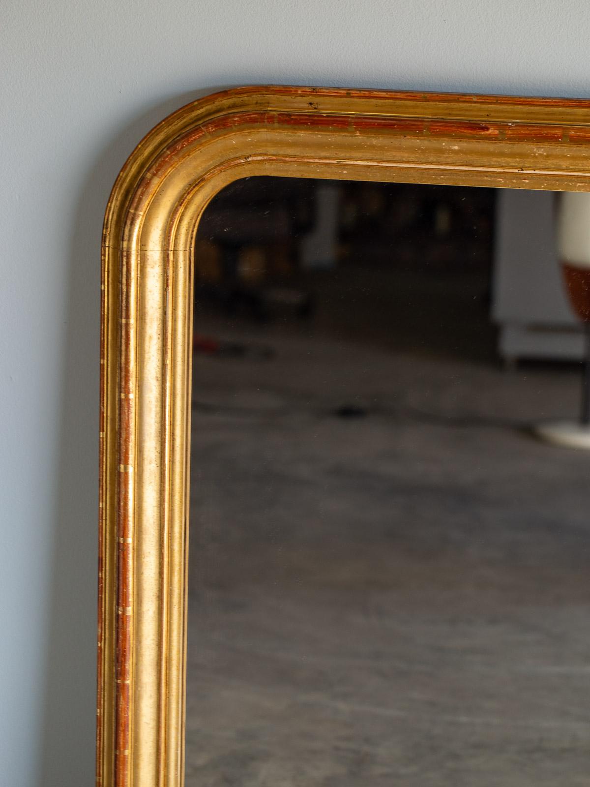 Louis Philppe Antique French Gold Mirror, circa 1885 In Good Condition In Houston, TX