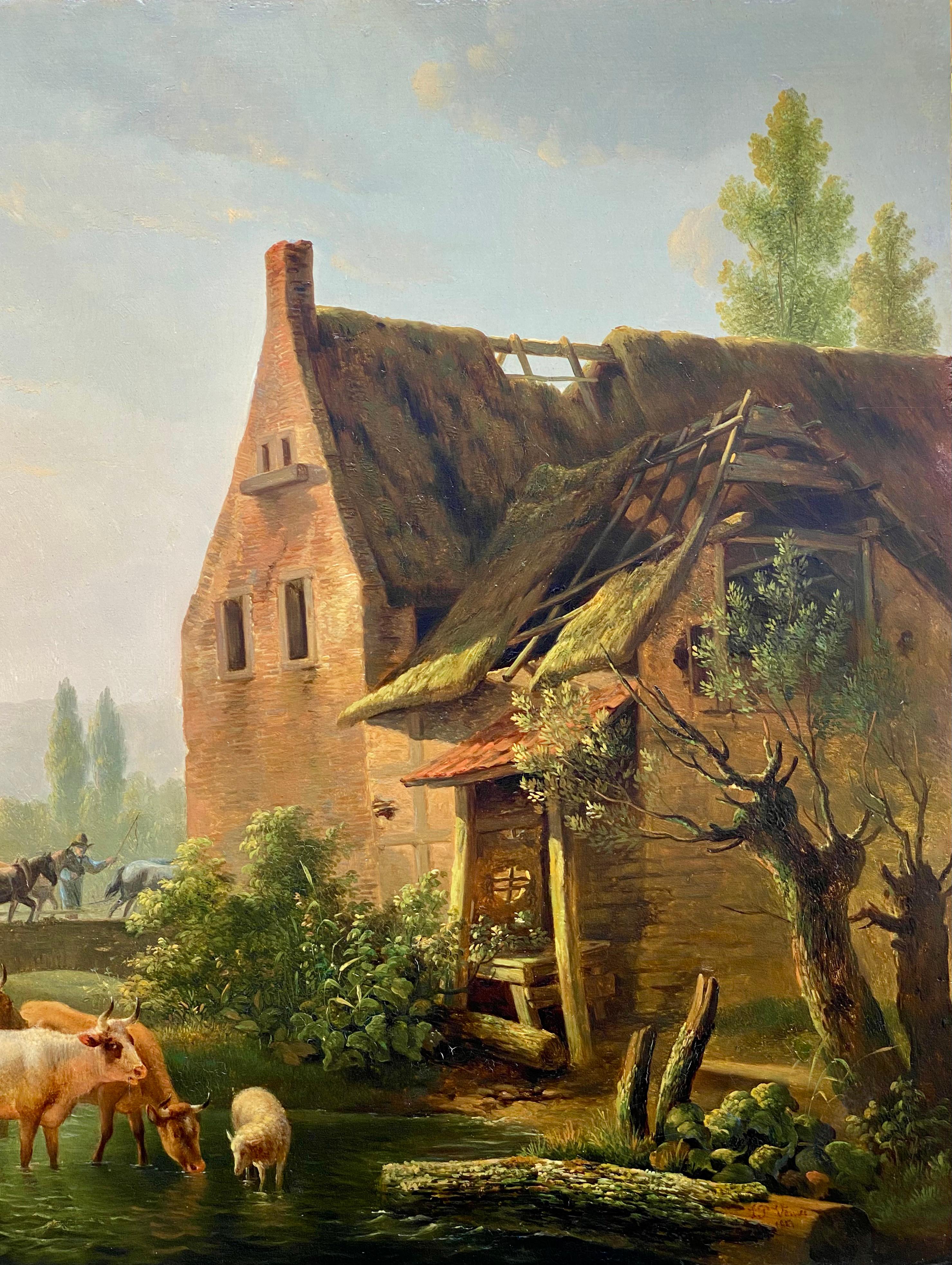 Paesaggio con pastori e animali