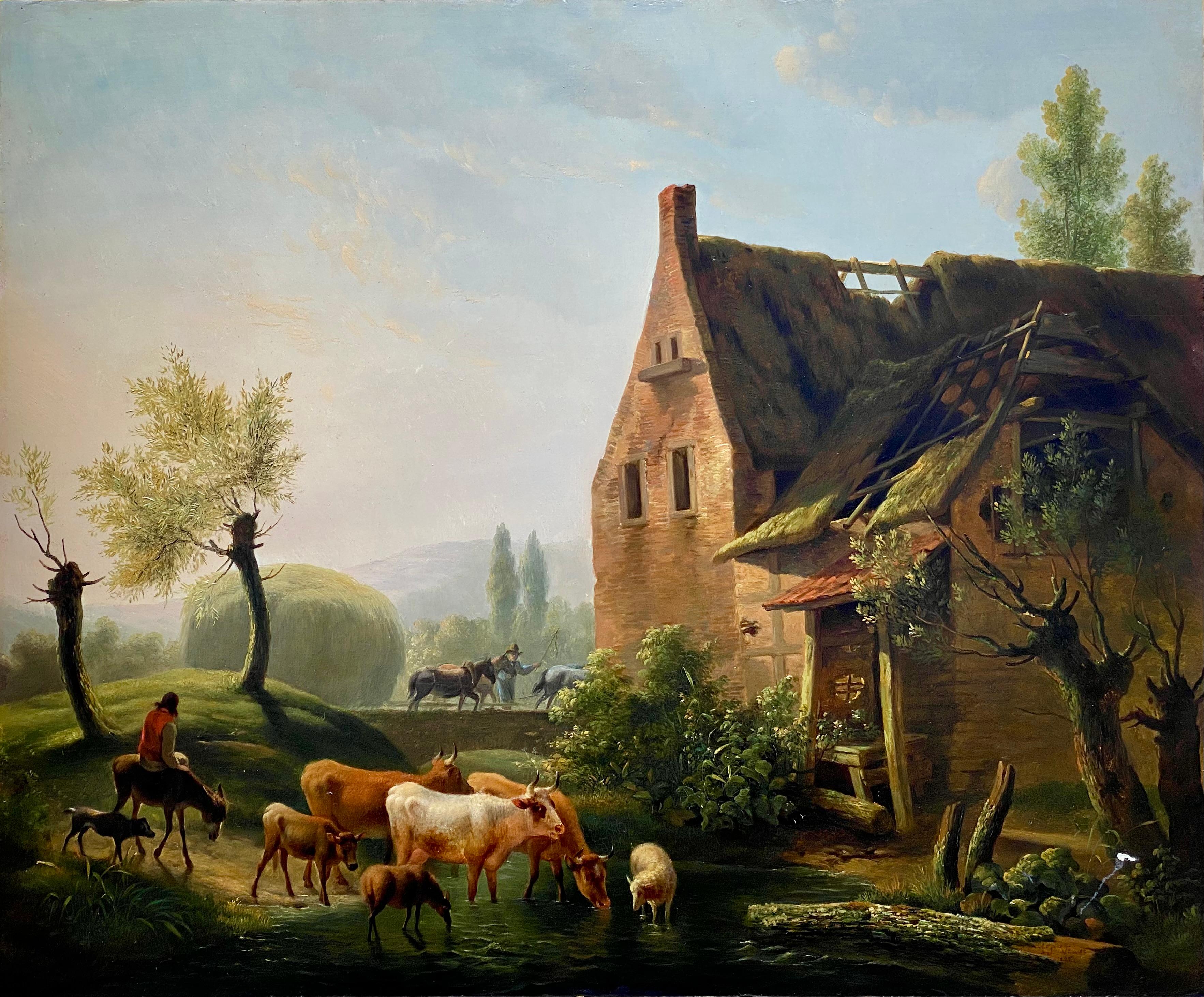 Paesaggio con pastori e animali