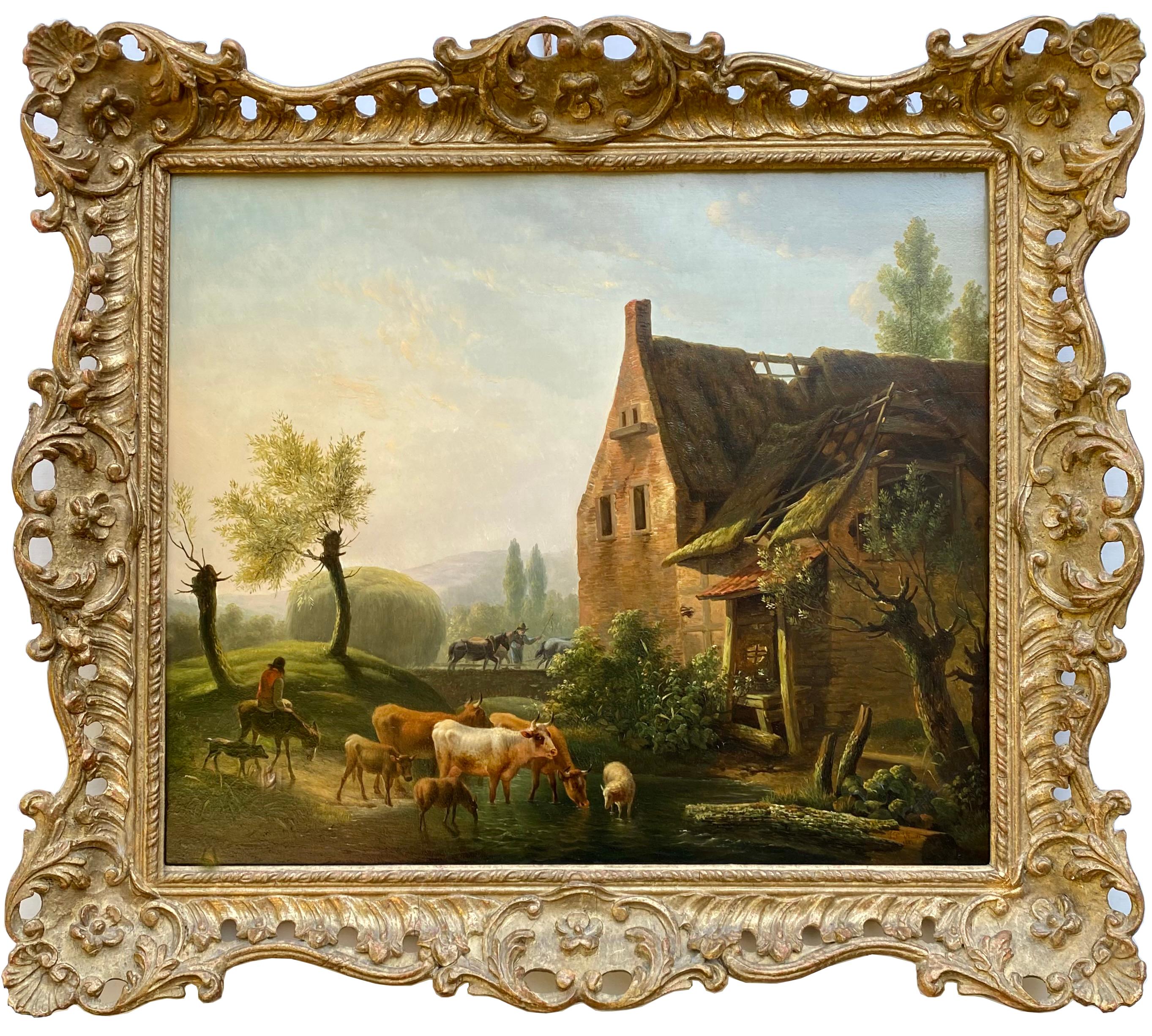 'Landscape with Shepherds and Animals' by Louis - Pierre Verwée ( 1807 – 1877 )
