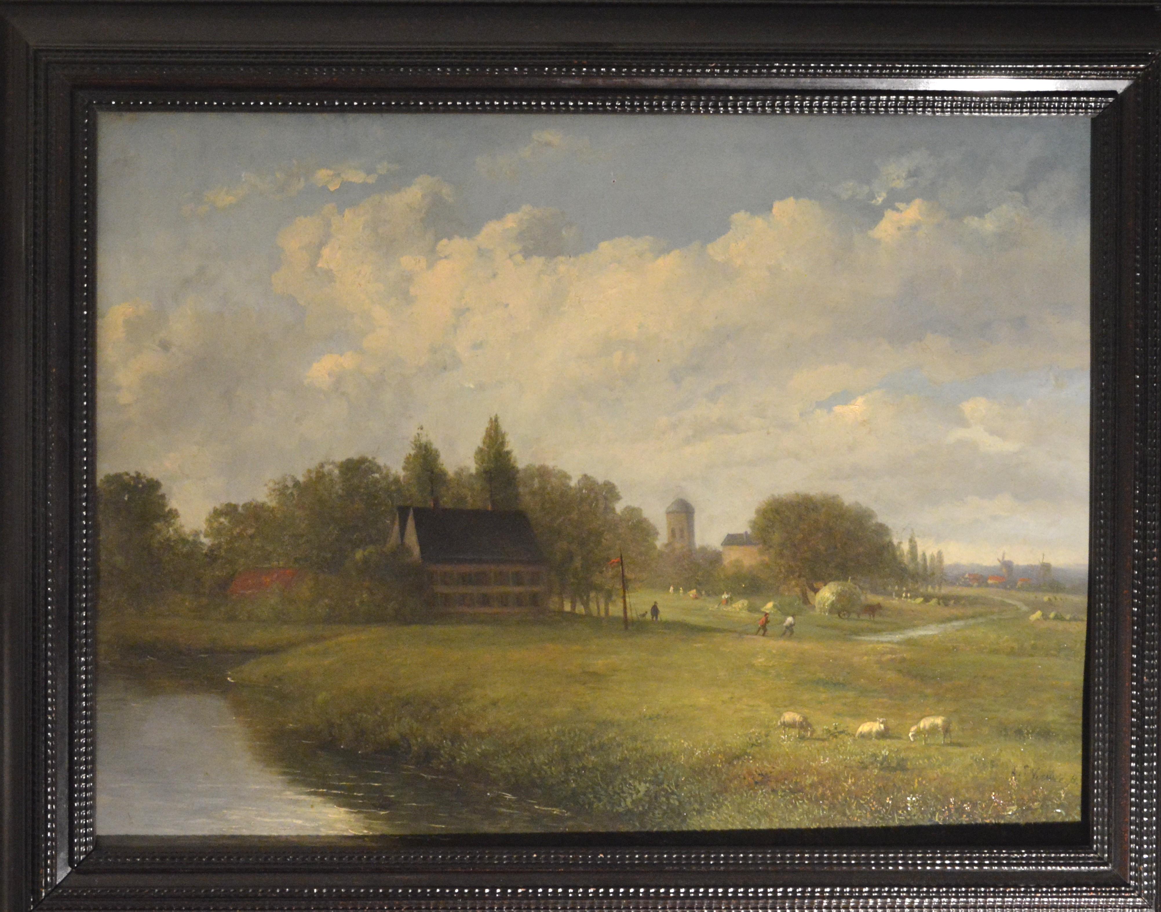 pastoral landscape - Painting di Louis Pierre Verwee 