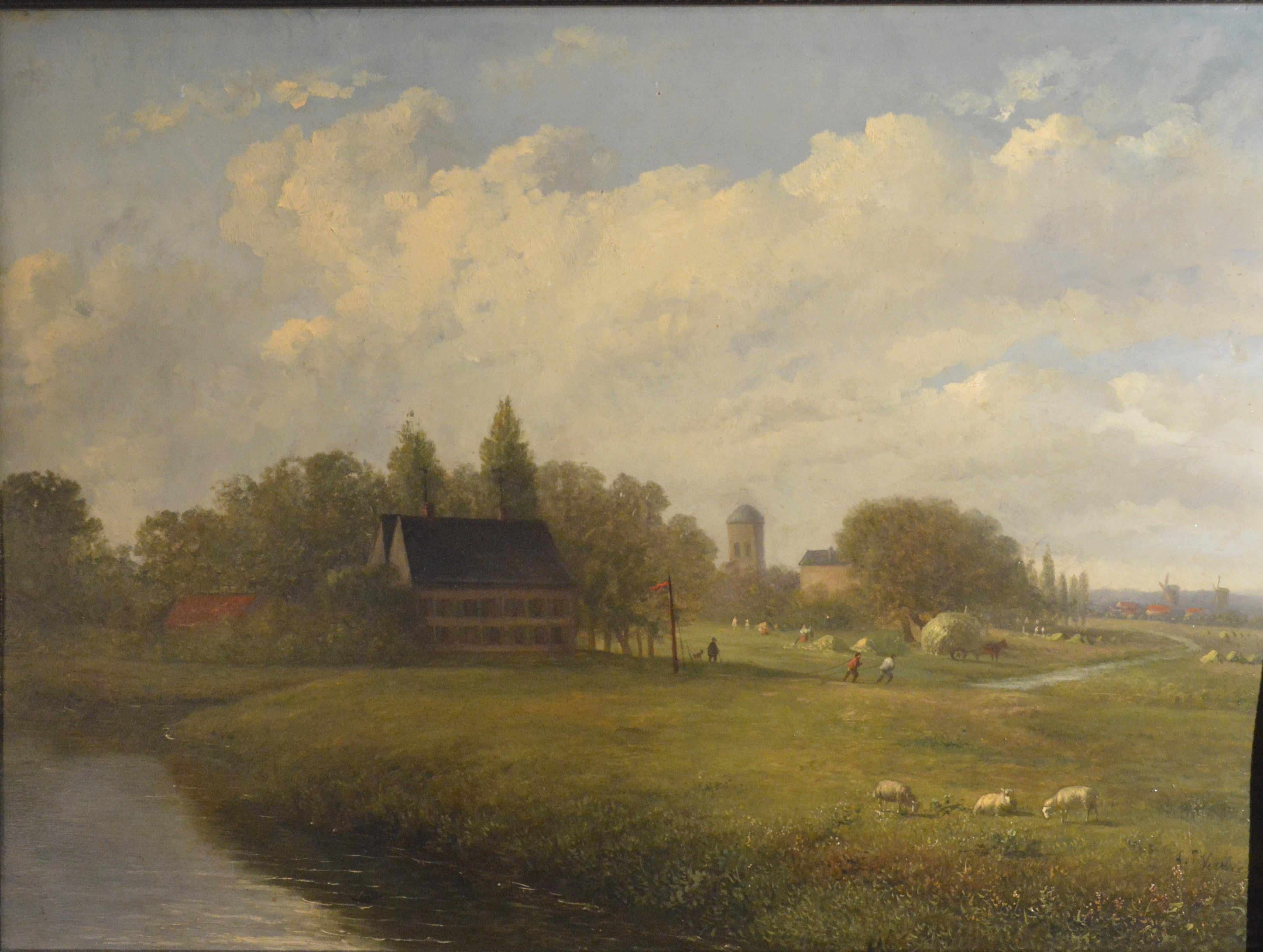 pastoral landscape - Painting Land di Louis Pierre Verwee 