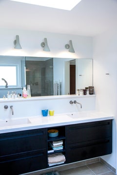 Louis Poulsen AJ Wall Lights in Pale Petroleum by Arne Jacobsen