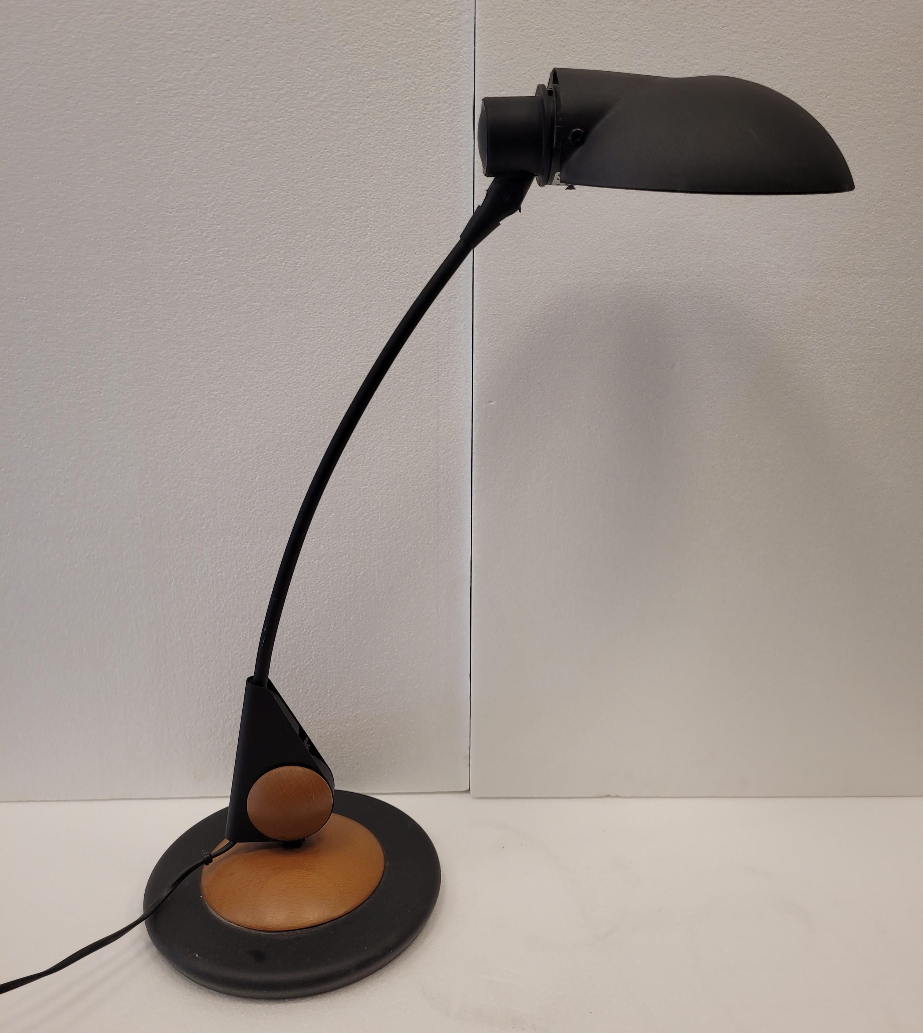 Mid-Century Modern Louis Poulsen Black and wood Table lamp Denmark 70s