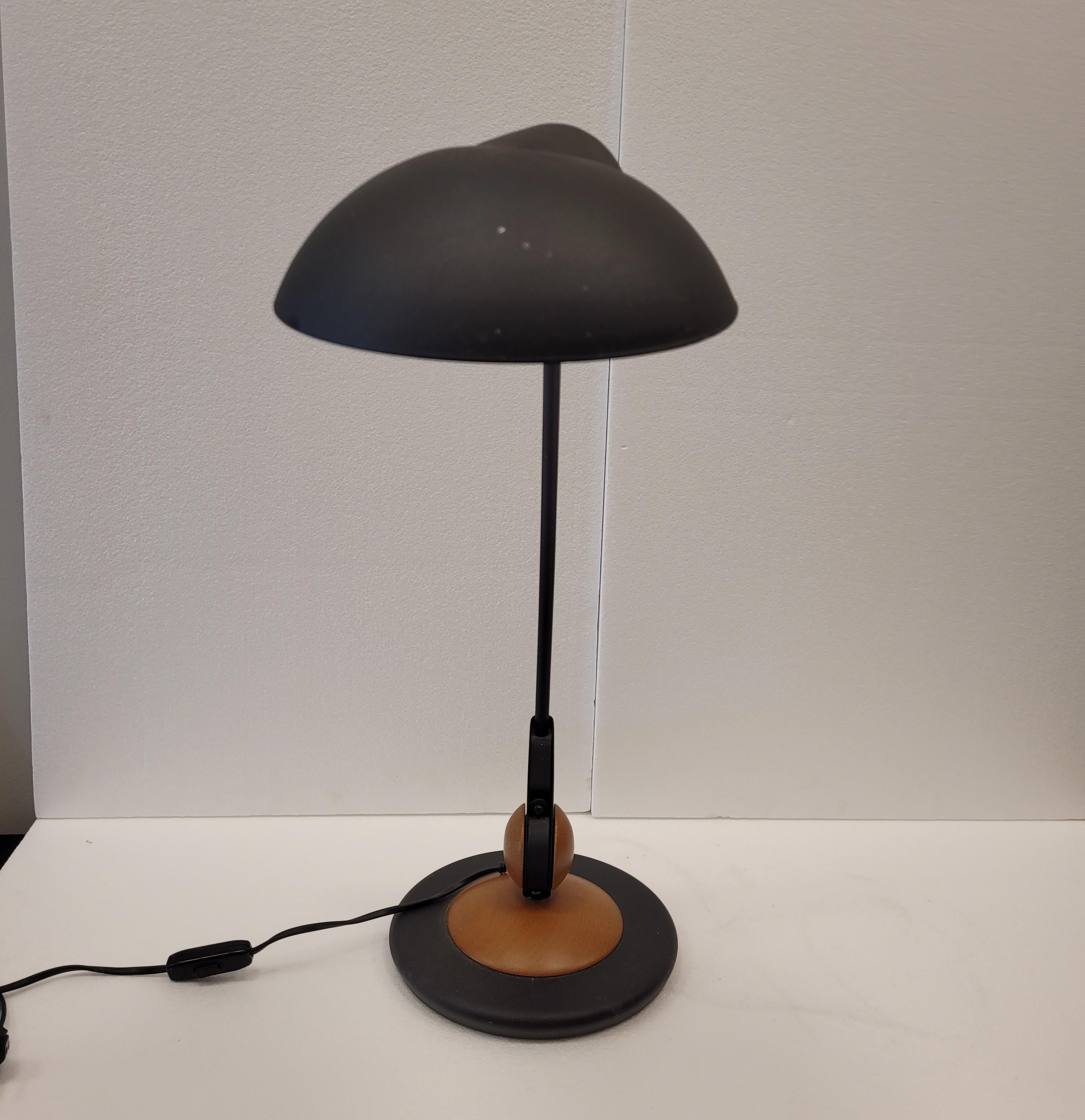 Hand-Crafted Louis Poulsen Black and wood Table lamp Denmark 70s