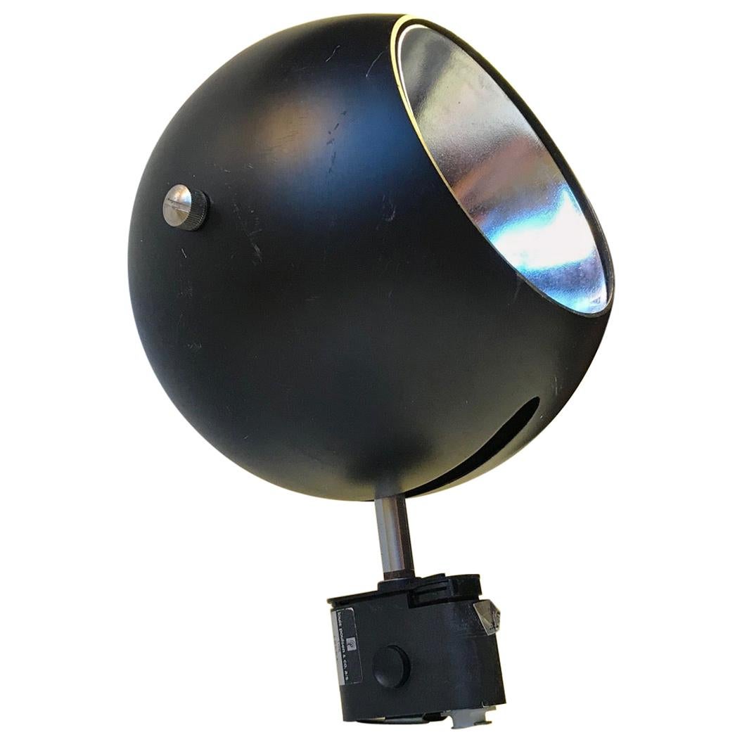 Louis Poulsen Black Space Age Ball Wall Sconce, Denmark, 1970s