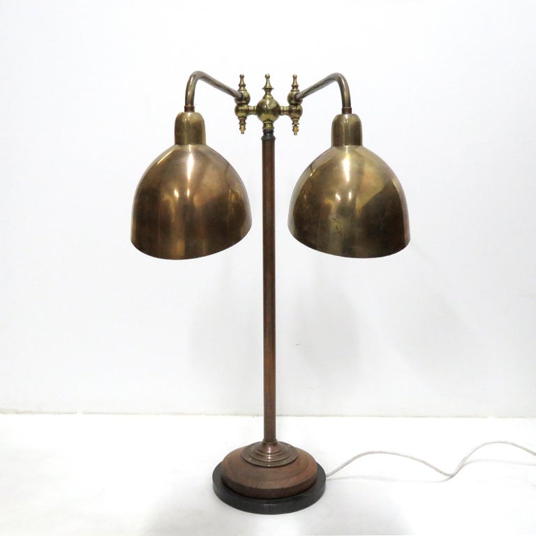 Louis Poulsen Double Shade Desk Lamp, 1940 In Good Condition For Sale In Los Angeles, CA