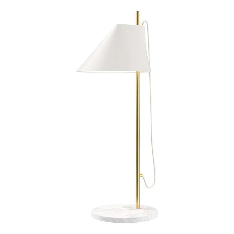 Louis Poulsen, marbre table lamp by GamFratesi
Measures: Width 200 x height 610 x length 200(mm), 3.1 kg

Base: marble. Stem: Extruded brushed brass. Cord length: 2.5 m Switch: On top of the stem with stepless dimming between 15 and 100%. LED