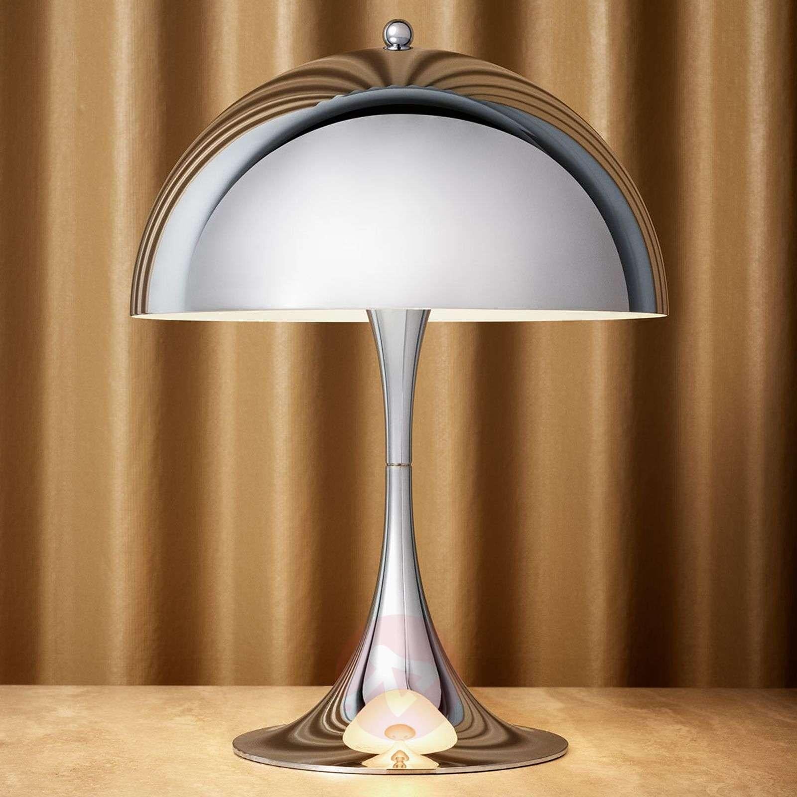 Louis Poulsen, MINI steel table lamp by Verner Panton
Width x Height x Length (mm)
250 x 335 x 250, 1.2 kg
Surface: Bright chrome plated. Material: Shade: Die-stamped steel. Base: Aluminium. Cord length: 2.5 m Switch: On the cord with stepless
