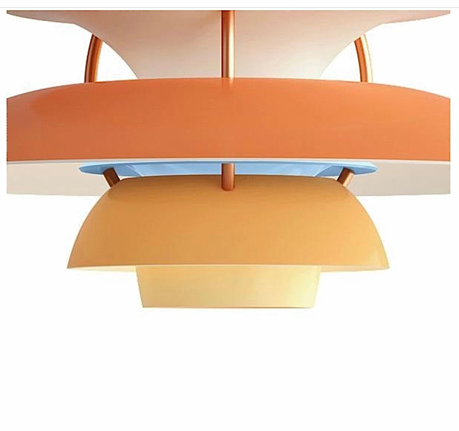 Danish Louis Poulsen PH5 mini pendant lamp, hués of orange  For Sale