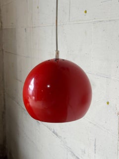Louis Poulsen Red Globe Metal Pendant Light Ceiling Lamp Danish Vintage