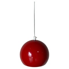Louis Poulsen Red Globe Metal Pendant Light Ceiling Lamp Danish Vintage