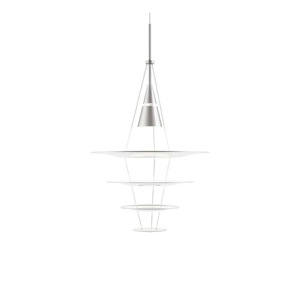 Louis Poulsen small pendant lamp by Shoichi Uchiyama.
Measures: Width x height x length (mm)
422 x 740 x 422, 1,0 kg
Material: Lacquered or wet painted brushed aluminum, stainless steel, acrylic.