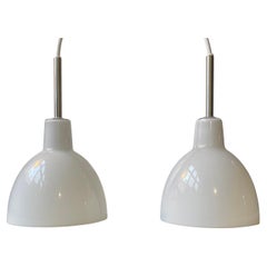 Louis Poulsen 'Toldbod' - White Opaline Glass Danish Pendant Lamps