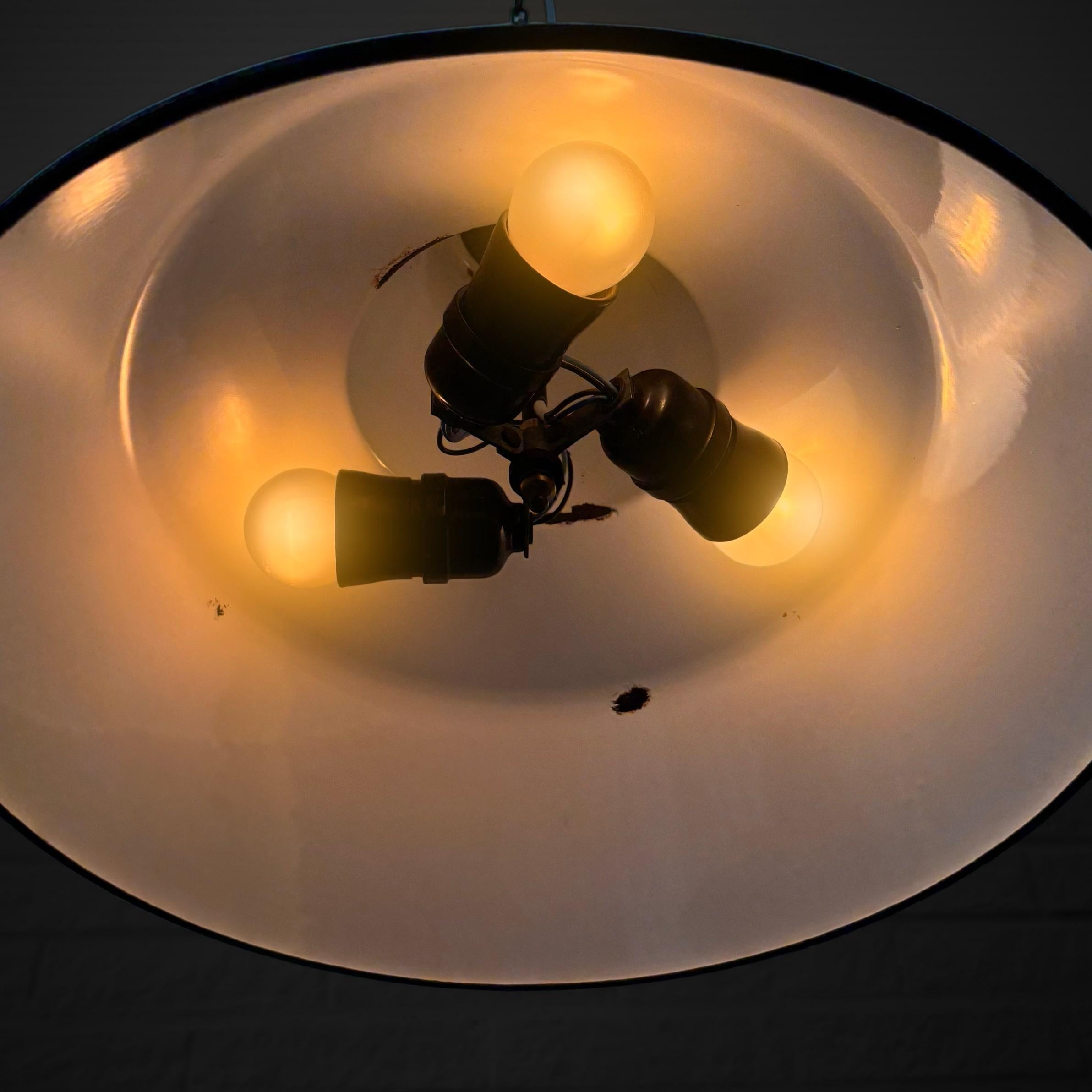 Louis Poulsen, two industrial pendant lamps Arbejdspendel, Denmark, 1950s For Sale 3