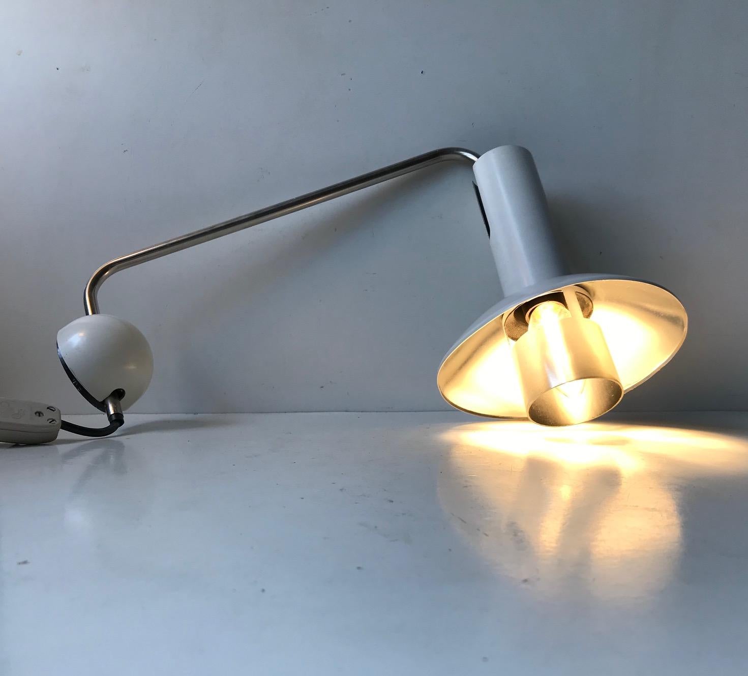 Late 20th Century Louis Poulsen White Adjustable Wall Lamp, 1970s For Sale