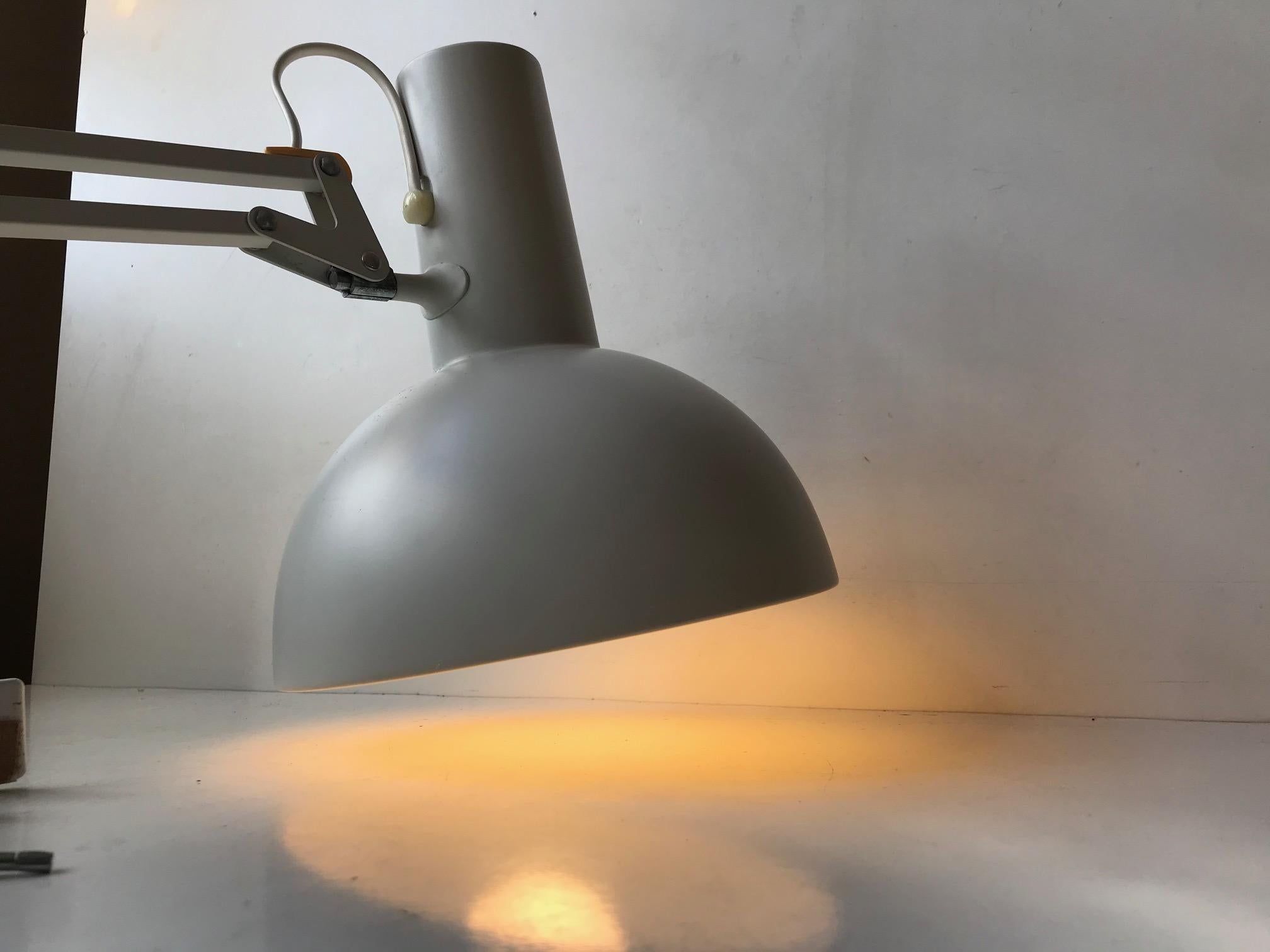 Danish Louis Poulsen White Articulated Architects Desk or Wall Lamp, 1980s For Sale