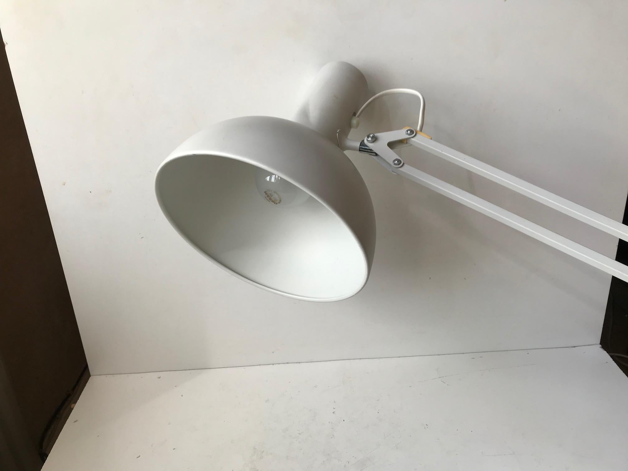Powder-Coated Louis Poulsen White Articulated Architects Desk or Wall Lamp, 1980s For Sale