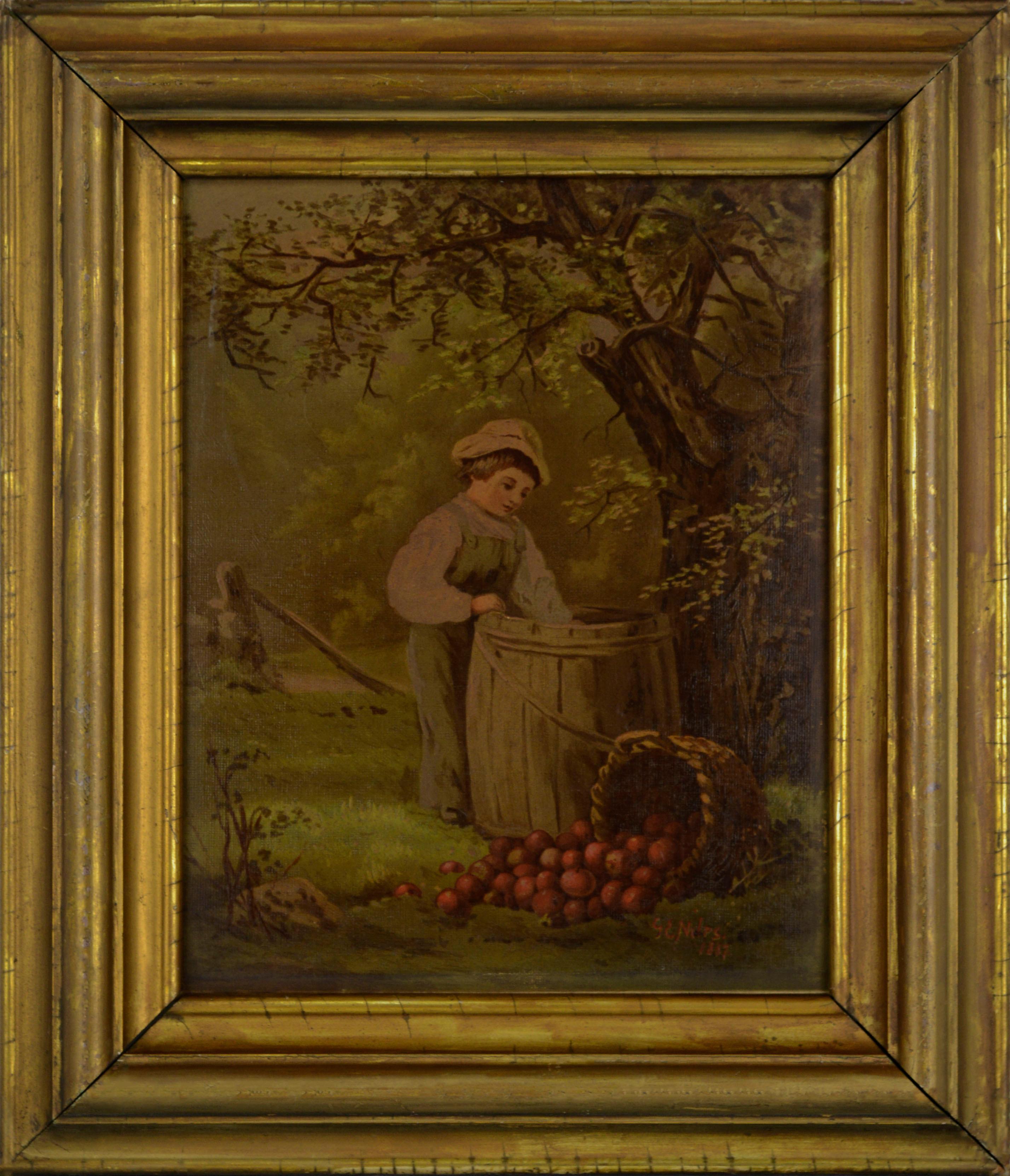 "Under the Apple Tree", Figurative Chromolithograph after George Niles, 188/250