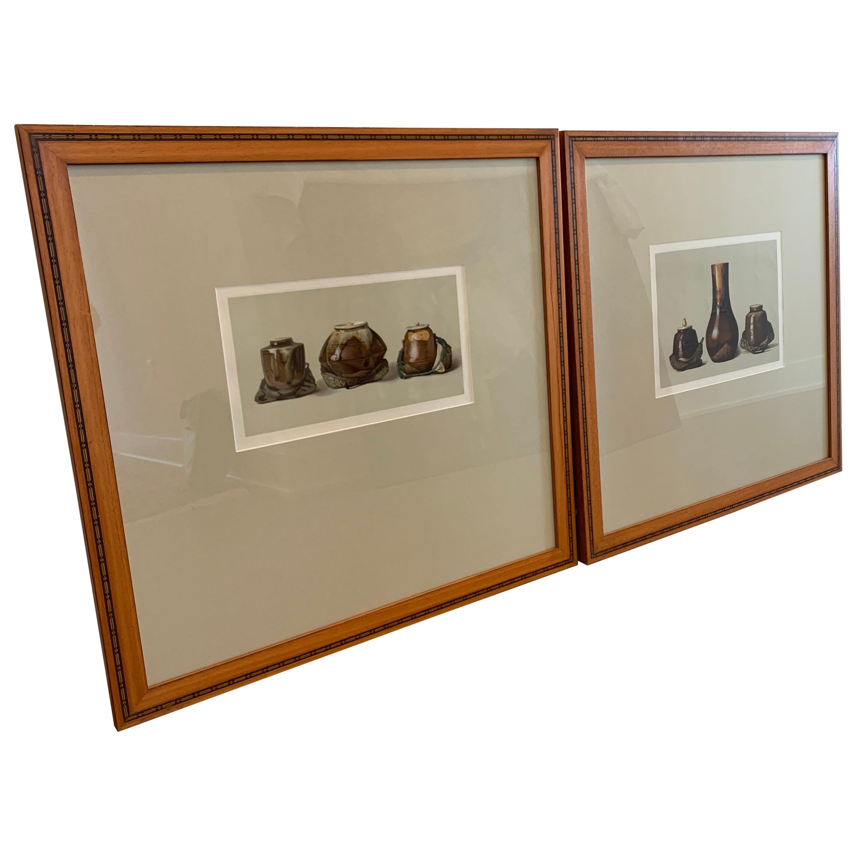 Louis Prang Set of Two Framed Color Lithographs, Oriental Ceramic Art, 1897 For Sale