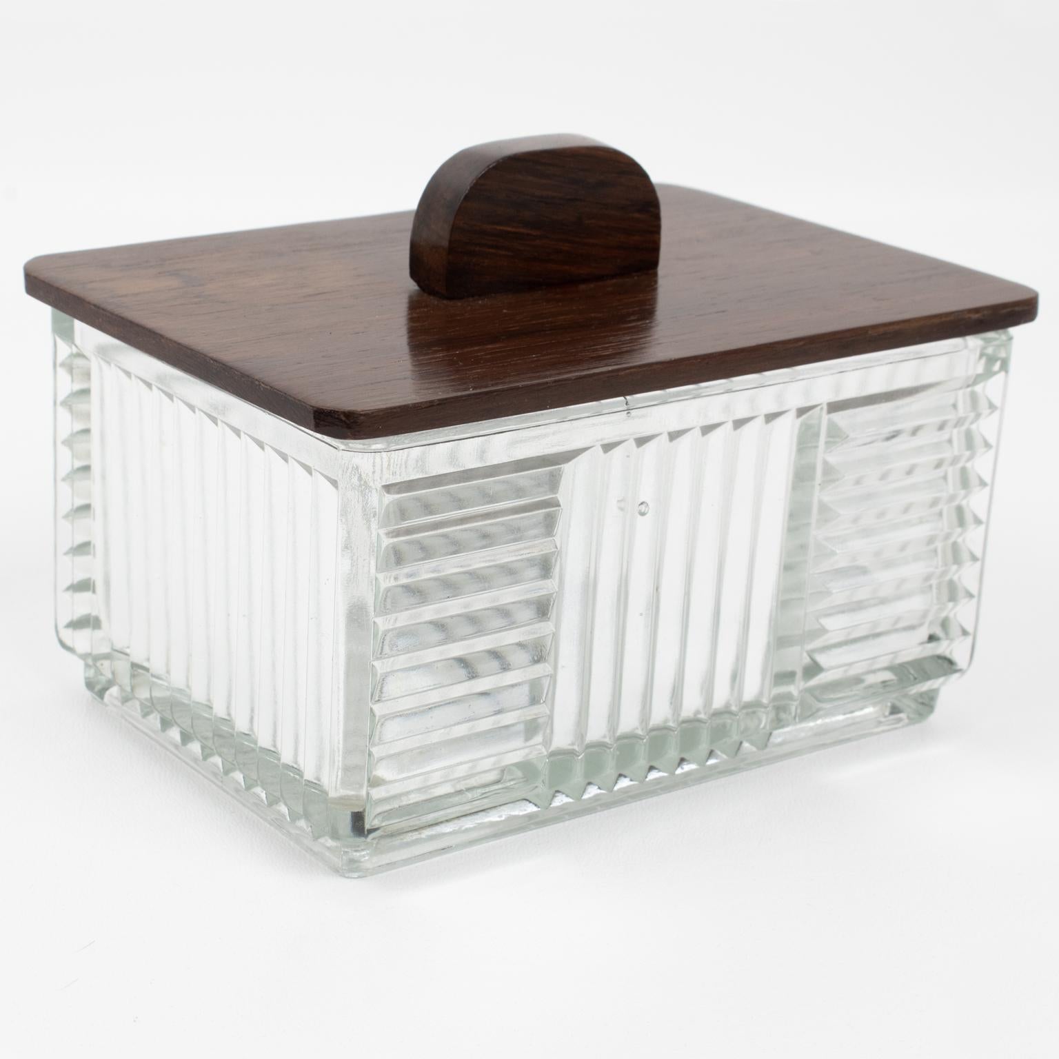 Caja para galletas y caramelos Louis Prodhon Art Decó de madera, cromo y cristal, Francia Años 30 6