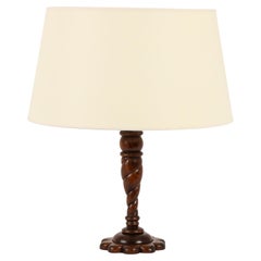 Louis Prodhon Carved Rosewood Table Lamp, France 1940's