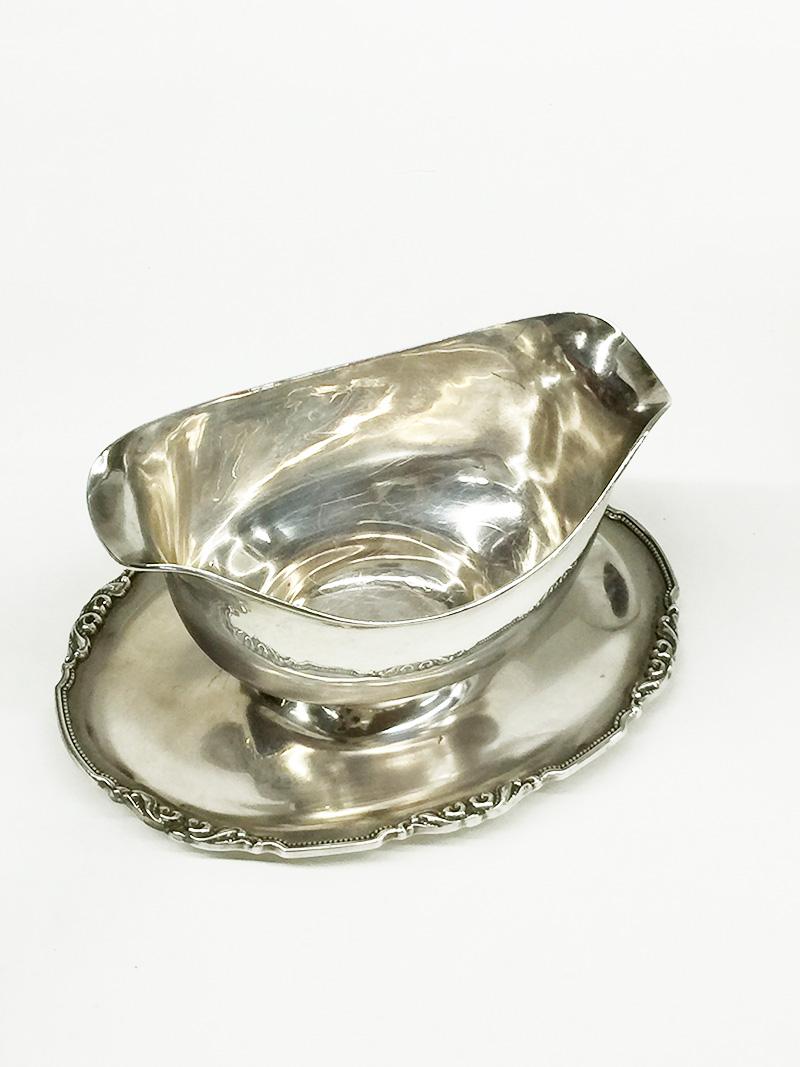 20th Century Louis Quinze Sterling Silver Covered Dishes, Sauce Boat and Oval Serving Dish