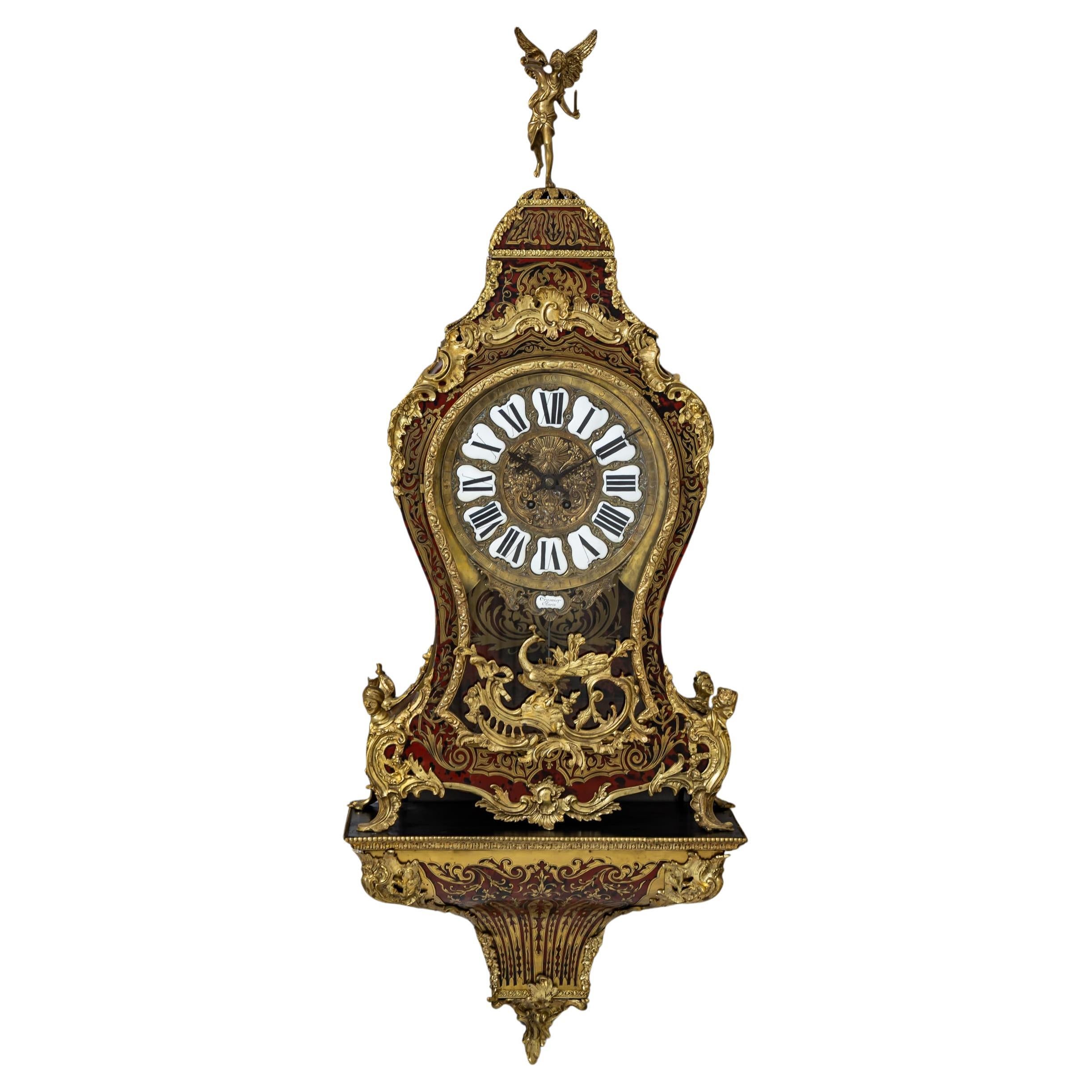 Louis Quinze-style Grand Cartel Clock with Console, "Crosnier à Paris", 19th C