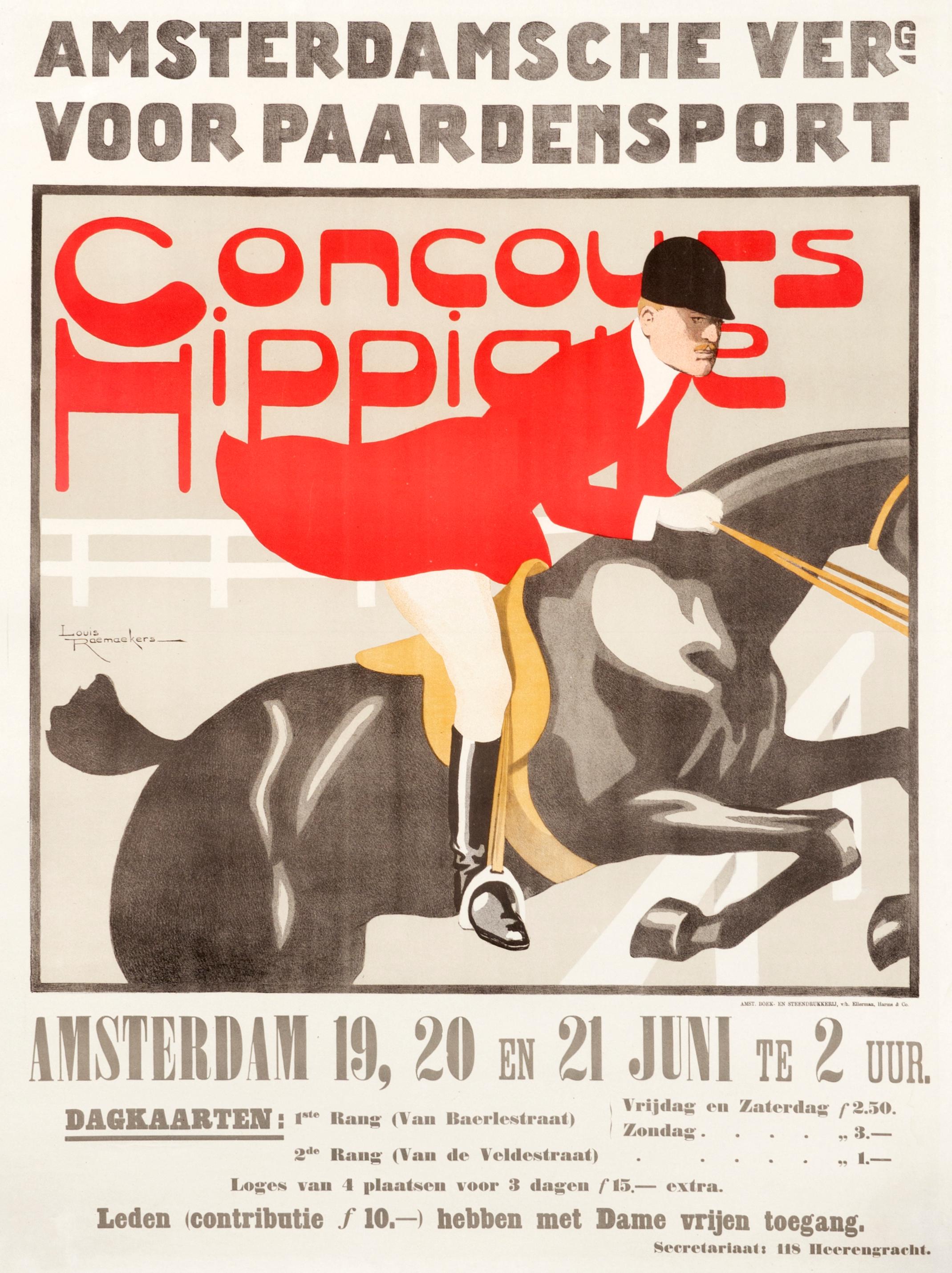 "Concours Hippique" Original Vintage Horse Show Poster 1910s - Print by Louis Raemaekers