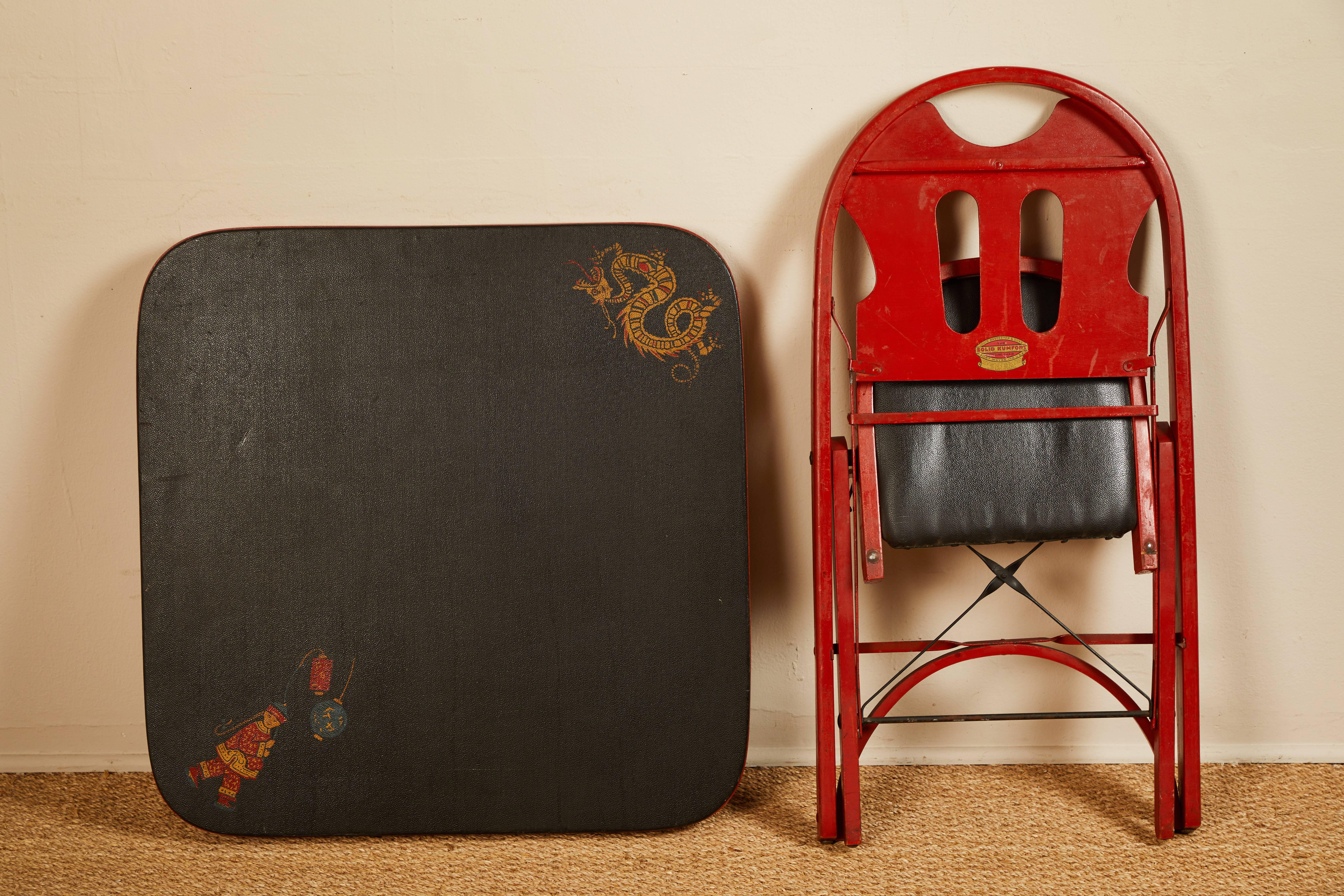 Louis Rassiter & Sons 1920s Chinoiserie Kumfort Game Table and Chairs 10