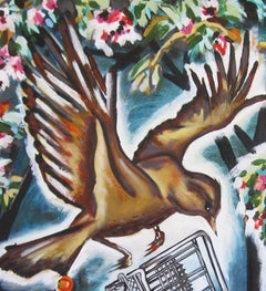 "Ancient Ruins" by Louis Recchia, Oil Painting, Bird Amongst Ruins