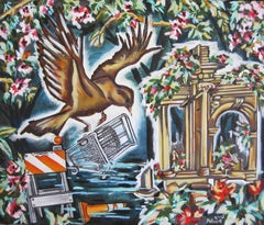"Ruinas antiguas" de Louis Recchia, Pintura al óleo, Pájaro entre ruinas