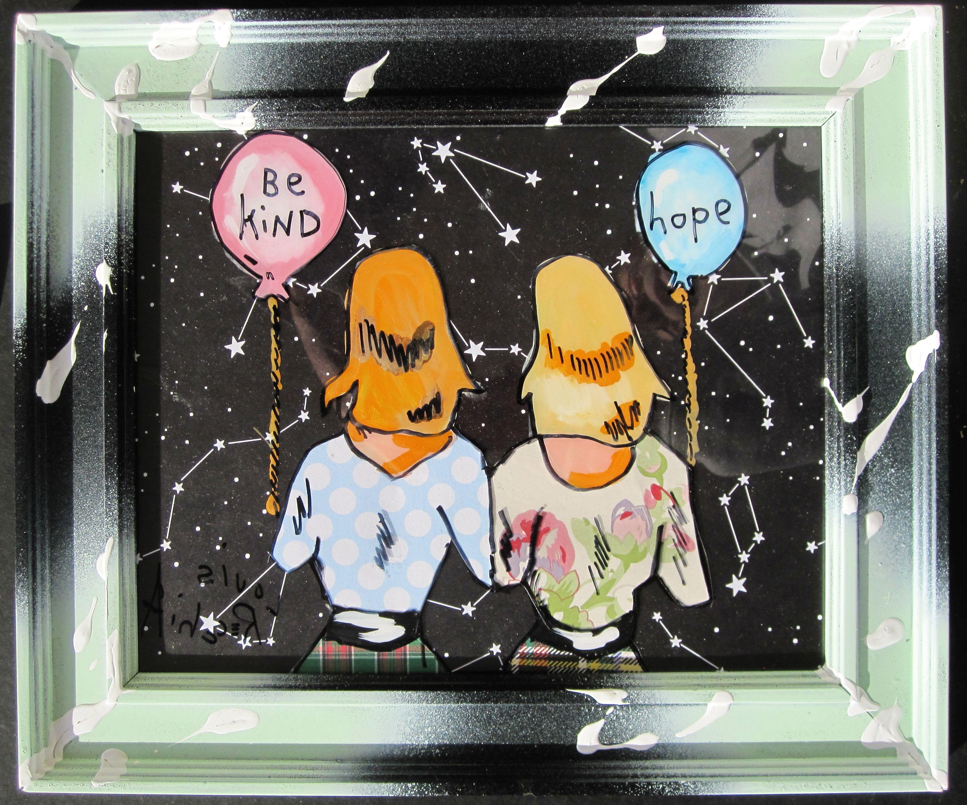 Il quadro "Best Wishes" di Louis Recchia è un dipinto originale a tecnica mista realizzato a mano che raffigura due figure con palloncini rosa e blu. 

Louis Recchia produce arte contemporanea a Denver da oltre tre decenni.  Nel corso degli anni, i