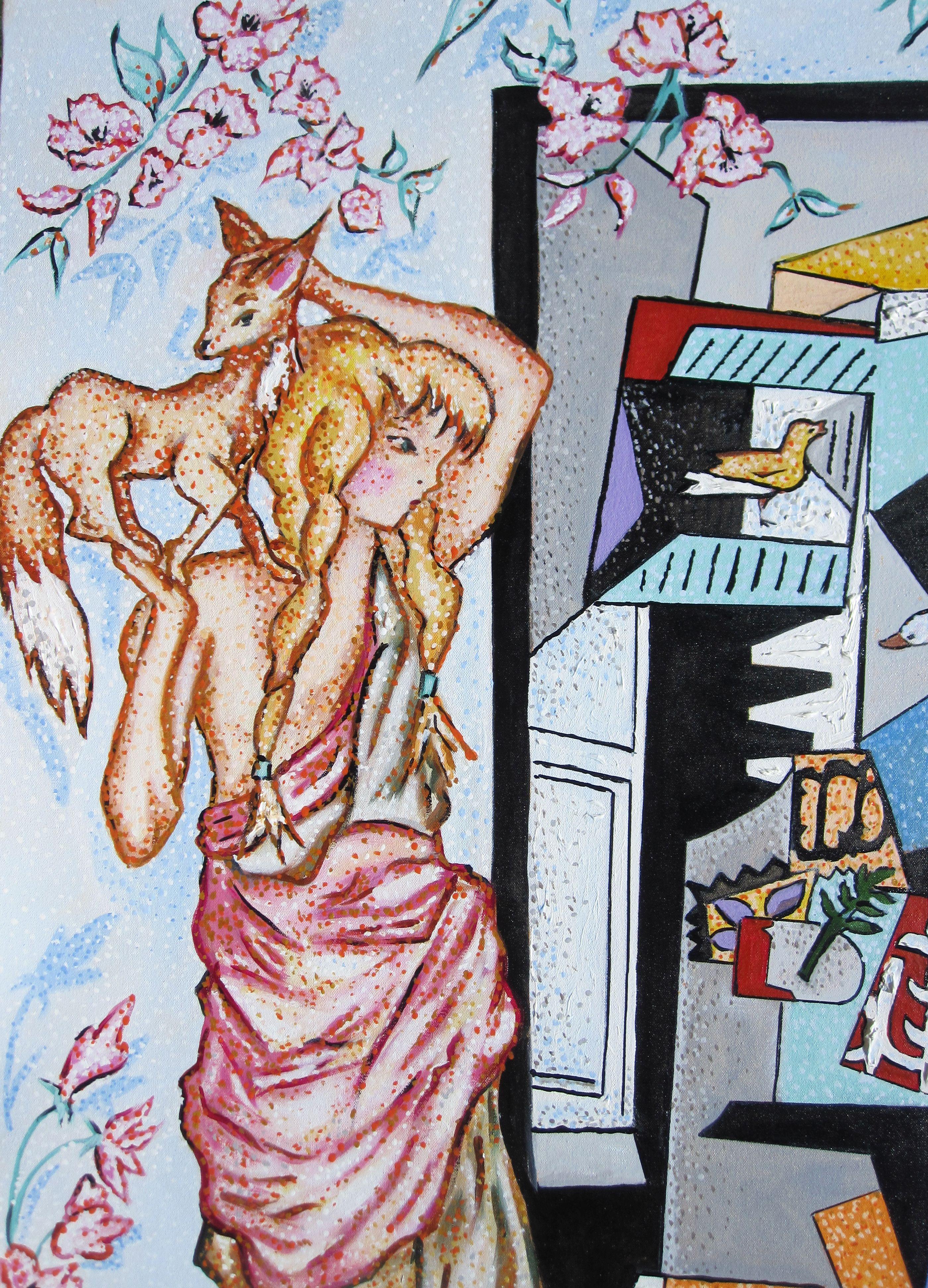 Peinture à l'huile « Interior with Picasso »  - Painting de Louis Recchia