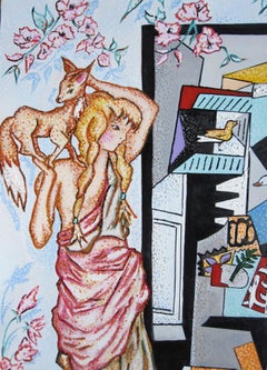 "Interior with Picasso, " Oil Painting