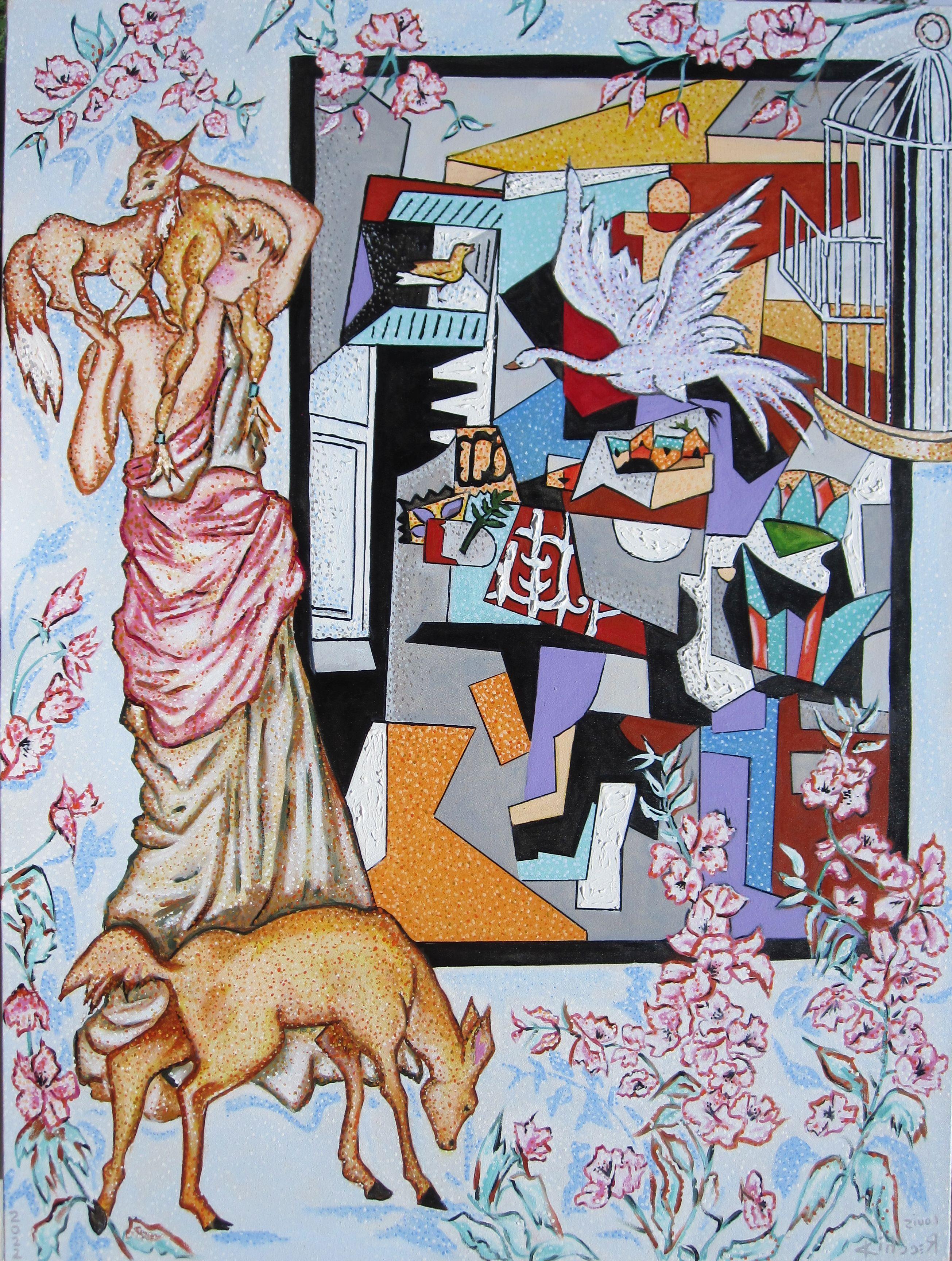 "Interior with Picasso," Oil Painting 