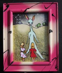 "Little Green Man" (2022) by Louis Recchia, Acrylic & Collage, Pop Art
