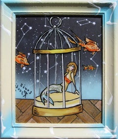 "Misplaced Mermaid" (2026) by Louis Recchia, Acrylic and Mixed Media Painting