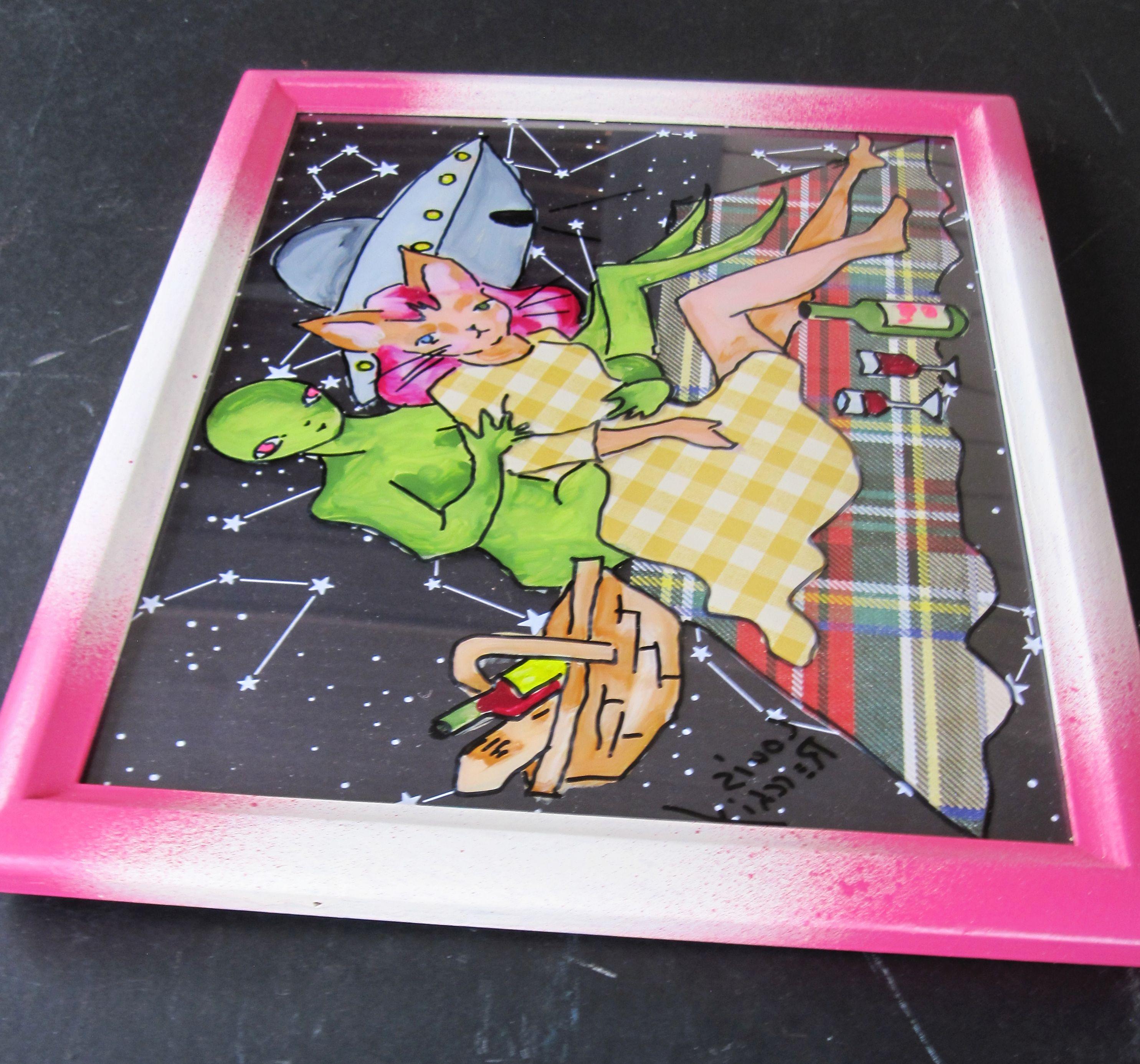 „Picnic“ von Louis Recchia, Acryl und Collage, Pop Art im Angebot 1