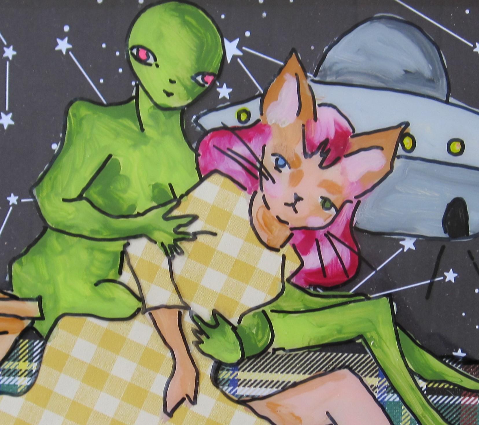 „Picnic“ von Louis Recchia, Acryl und Collage, Pop Art im Angebot 3