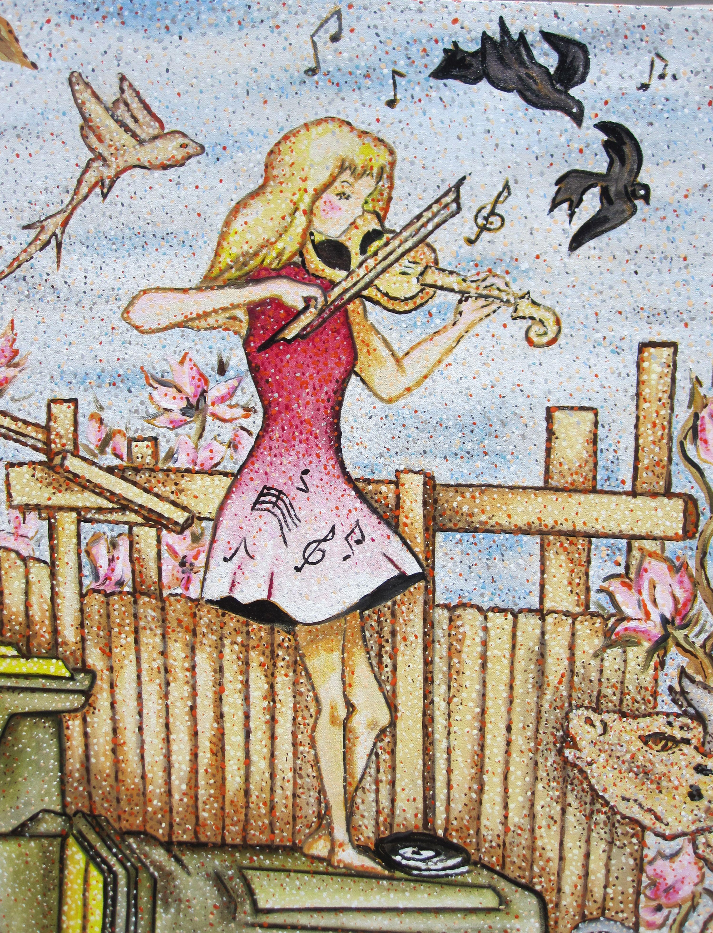 Ölgemälde „Violinspieler“, Öl  – Painting von Louis Recchia