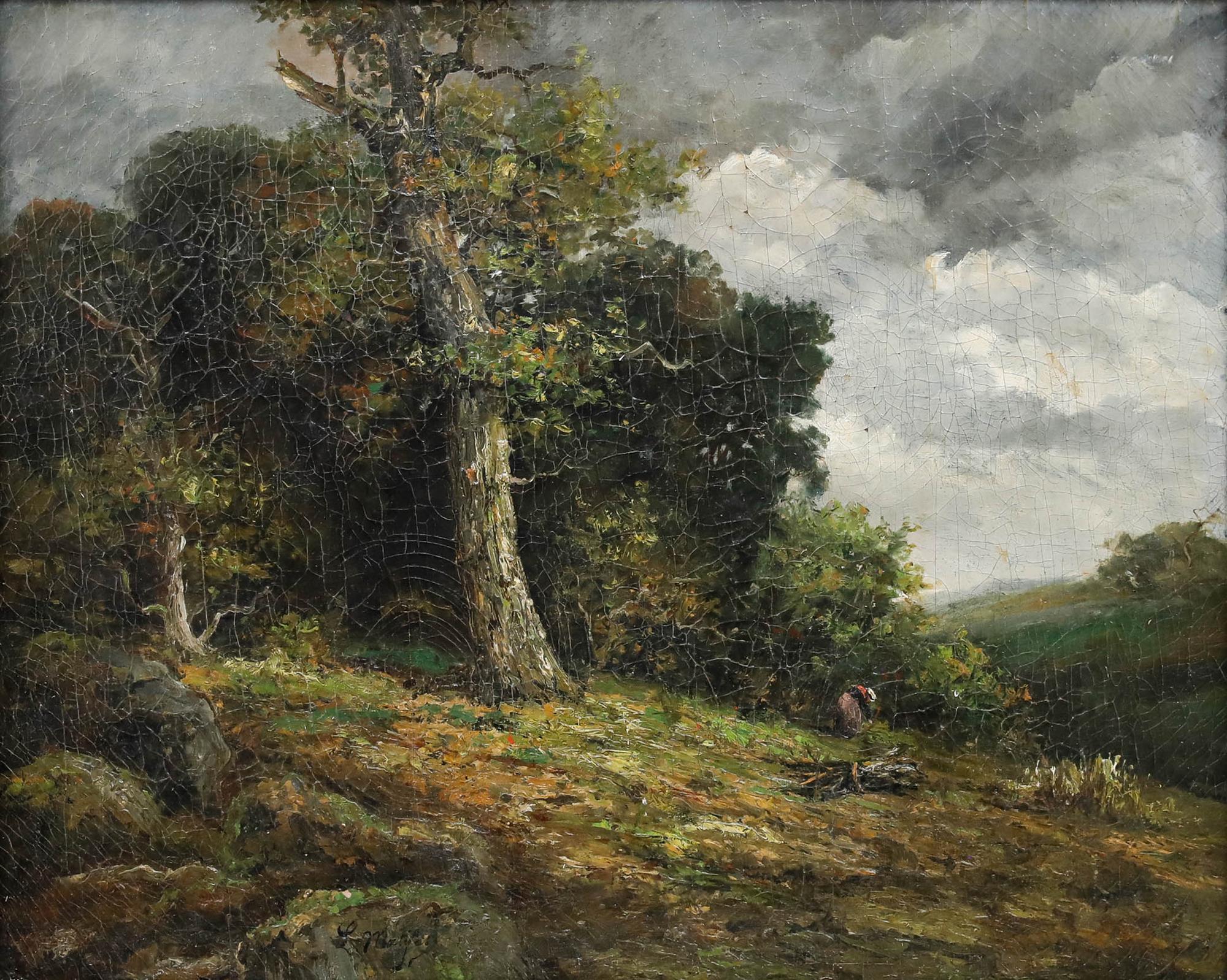 Louis Remy Matifas (1847-1896) - Late 19th Century Oil, Collecting Firewood For Sale 1