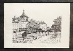 Ginevra di un tempo di Louis Rey - Inchiostro 31x41 cm